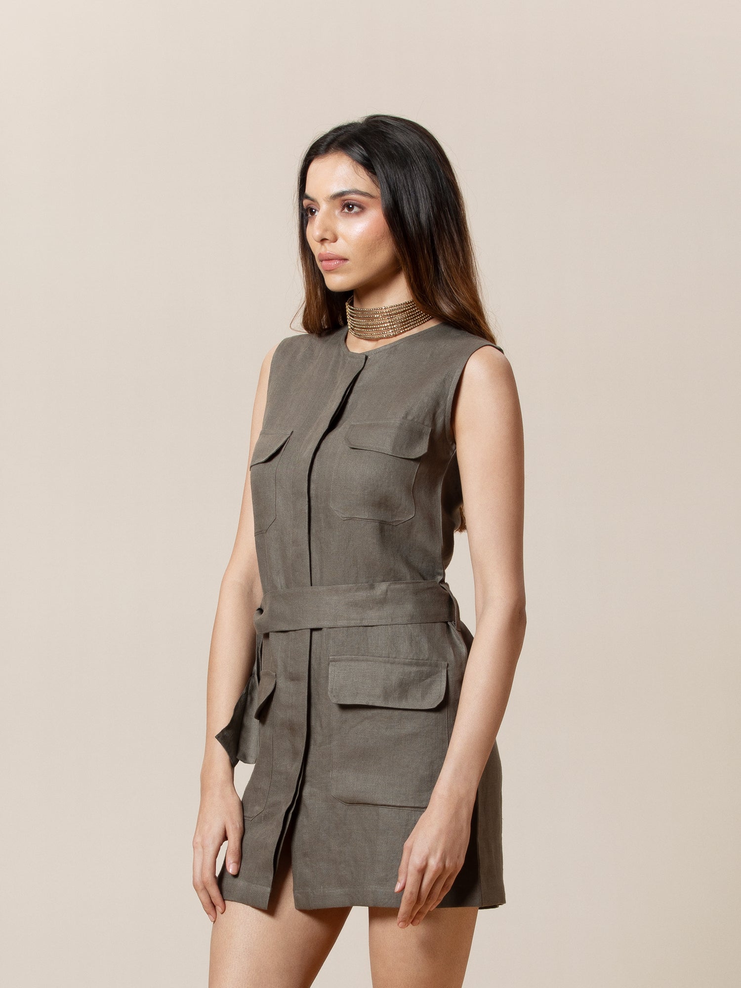 Four-Pocket Midi Dress