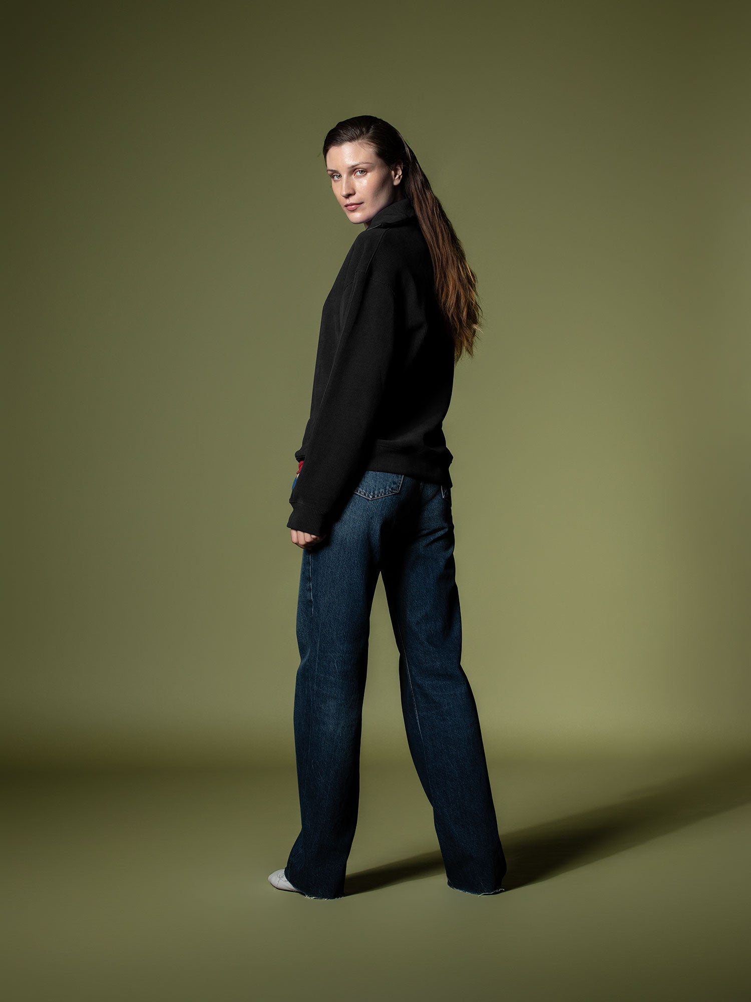 Ribbed quarter-zip sweatshirt