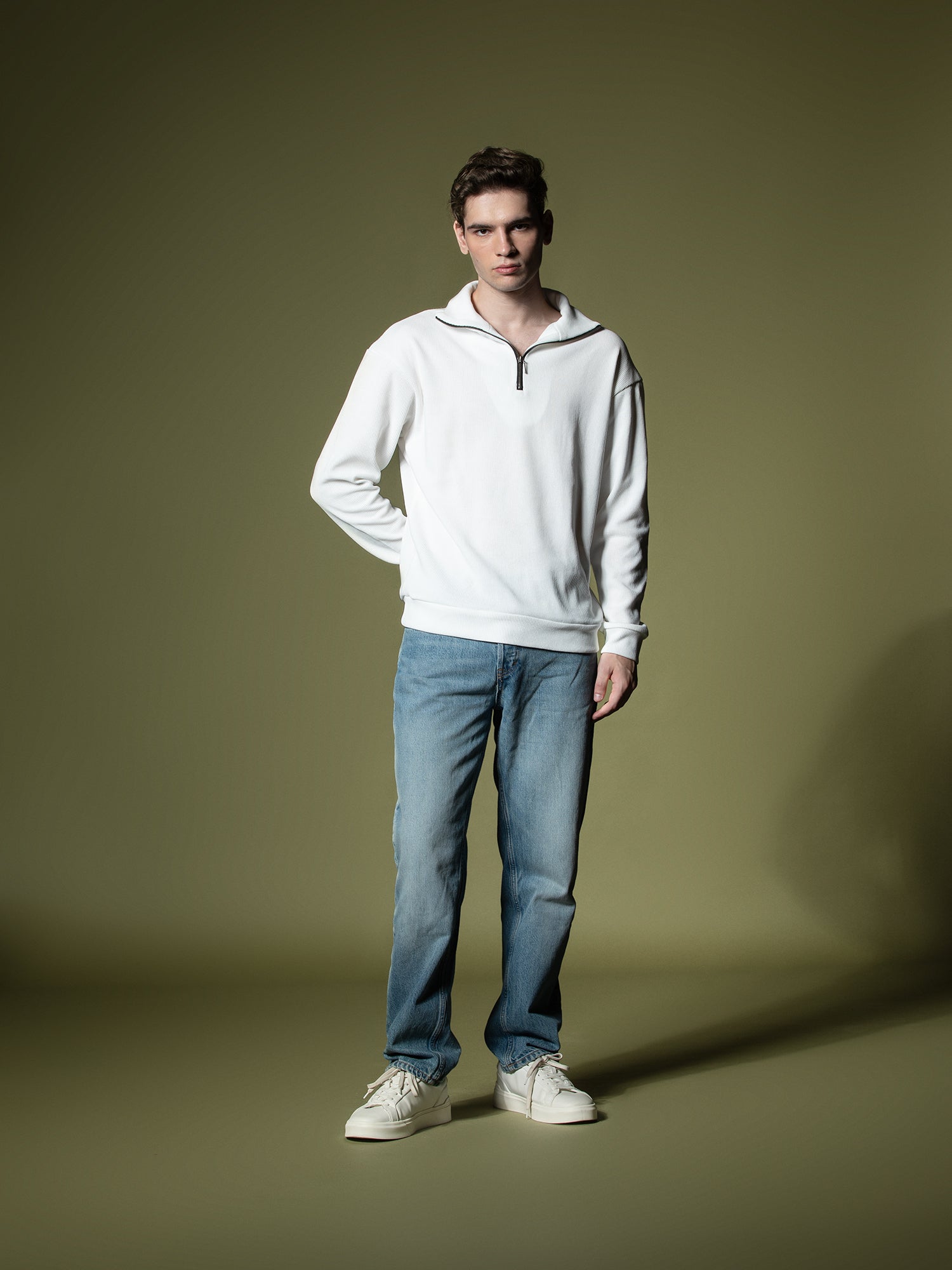 Ribbed quarter-zip sweatshirt