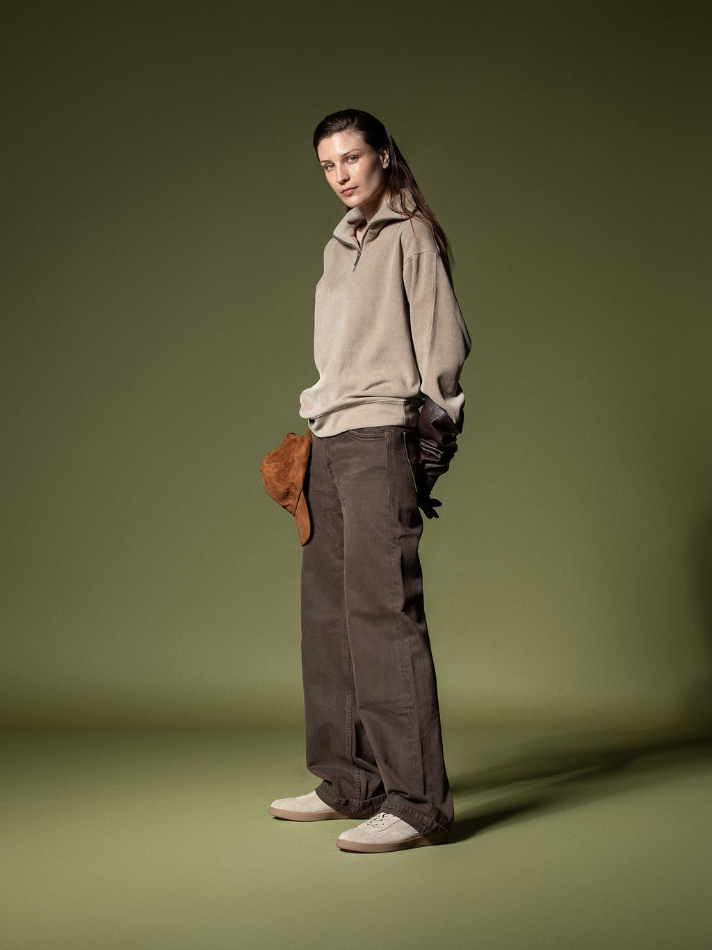 Ribbed quarter-zip sweatshirt