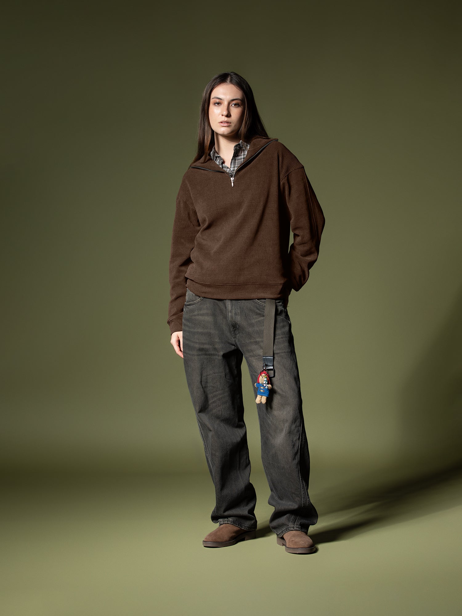 Ribbed quarter-zip sweatshirt