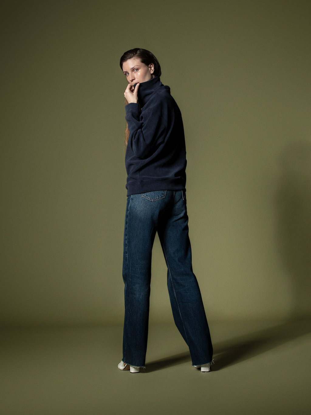 Ribbed quarter-zip sweatshirt