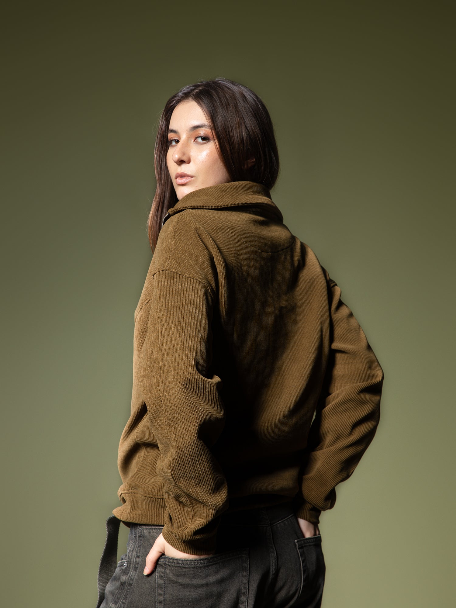 Ribbed quarter-zip sweatshirt