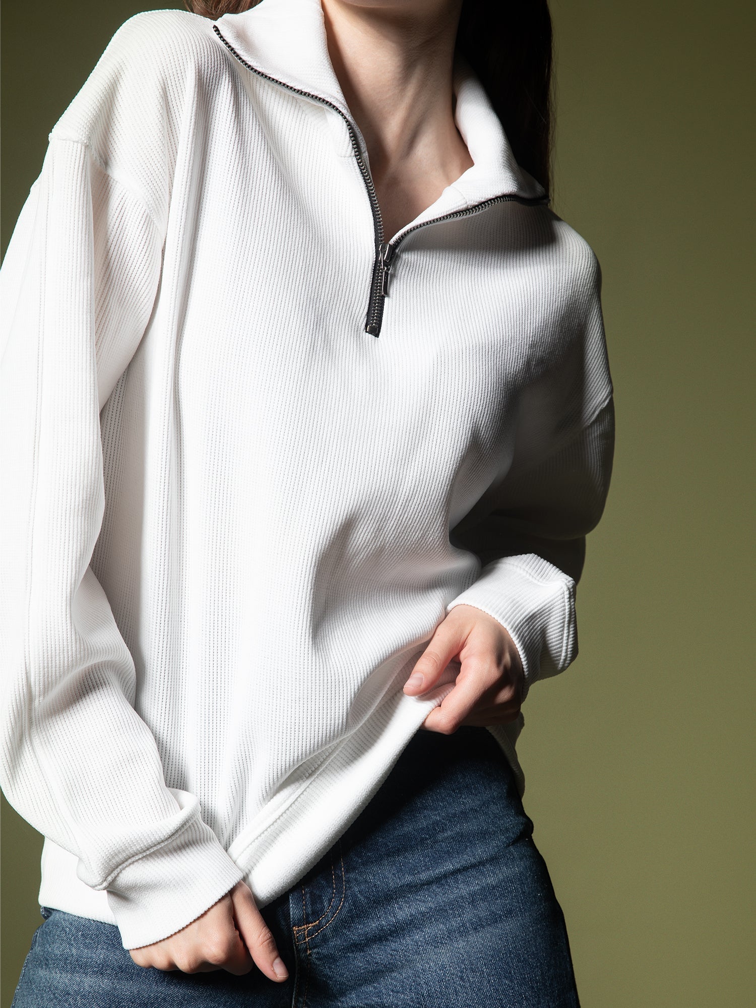Ribbed quarter-zip sweatshirt